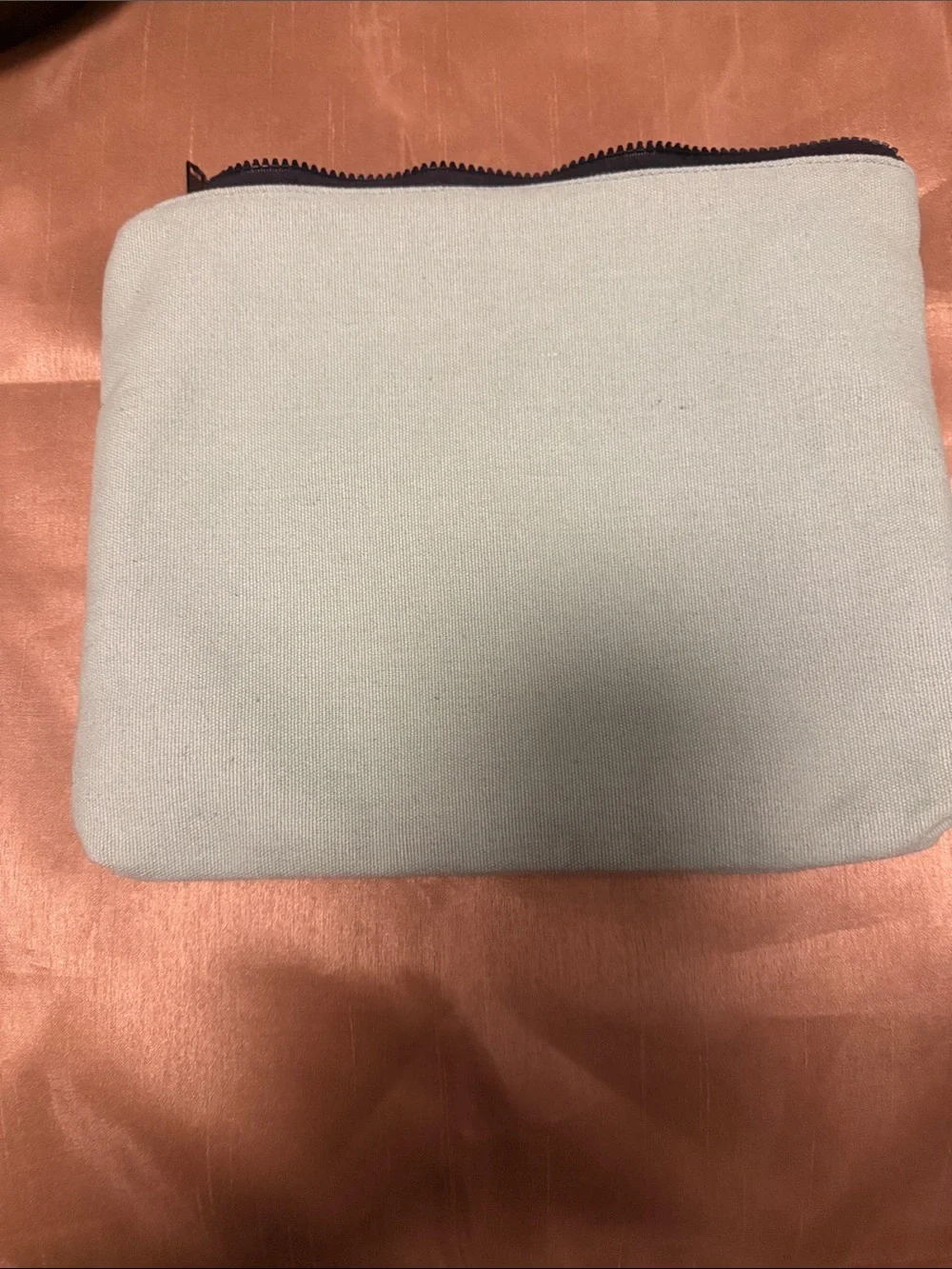 SHEIN Mint Green Canvas Zip Pouch with White Logo
